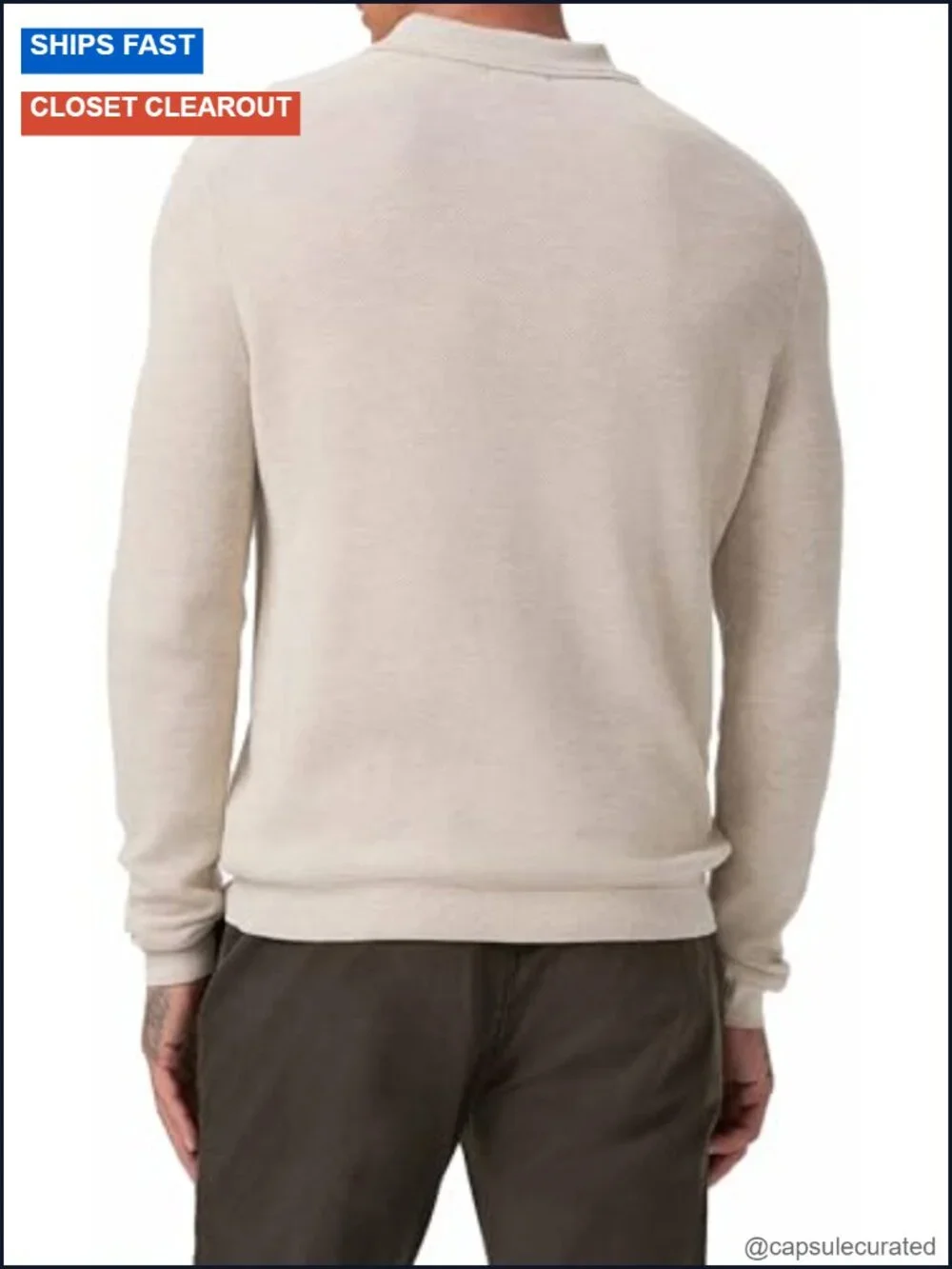 Long Sleeve Sweater Polo Cashmere Blend Wool Silk Button